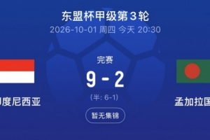 决战终章连进两球，印尼9-2大胜孟加拉，进球优势锁定决赛席位